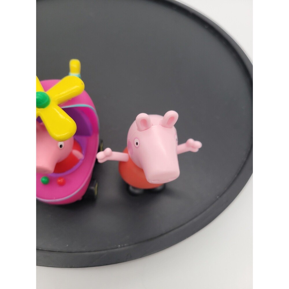 Lot Of 3 Peppa Pig Jazwares Pink Helicopter Rubber Plastic Action Figure 3" - Picture 10 of 14